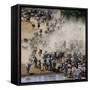 Big Herd of Wildebeest is about Mara River. Great Migration. Kenya. Tanzania. Masai Mara National P-GUDKOV ANDREY-Framed Stretched Canvas