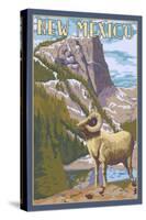 Big Horn Sheep - New Mexico-Lantern Press-Stretched Canvas