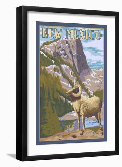 Big Horn Sheep - New Mexico-Lantern Press-Framed Art Print