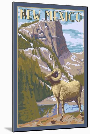 Big Horn Sheep - New Mexico-Lantern Press-Mounted Art Print
