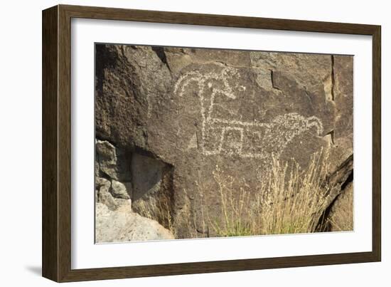 Big-Horned Sheep Jornada-Mogollon Petroglyph at Three Rivers Site, New Mexico-null-Framed Photographic Print