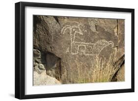 Big-Horned Sheep Jornada-Mogollon Petroglyph at Three Rivers Site, New Mexico-null-Framed Photographic Print
