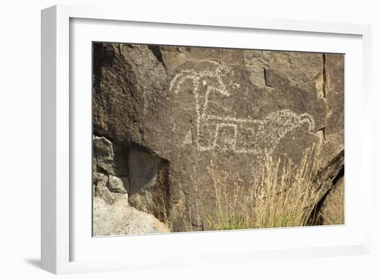 Big-Horned Sheep Jornada-Mogollon Petroglyph at Three Rivers Site, New Mexico-null-Framed Photographic Print