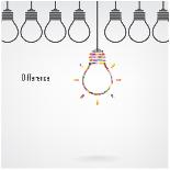 Creative Light Bulb Idea and Difference Concept-Big ideas-Art Print