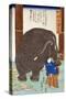 Big Imported Elephant from India, Japanese Wood-Cut Print-Lantern Press-Stretched Canvas