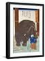 Big Imported Elephant from India, Japanese Wood-Cut Print-Lantern Press-Framed Art Print