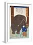 Big Imported Elephant from India, Japanese Wood-Cut Print-Lantern Press-Framed Art Print