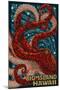 Big Island, Hawaii - Octopus - Mosaic-Lantern Press-Mounted Art Print