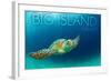 Big Island, Hawaii - Sea Turtle Swimming-Lantern Press-Framed Art Print