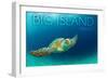 Big Island, Hawaii - Sea Turtle Swimming-Lantern Press-Framed Art Print