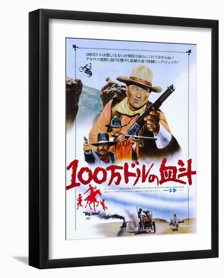 Big Jake, from Top: John Wayne, Richard Boone, Patrick Wayne on Japanese Poster Art, 1971-null-Framed Art Print