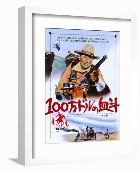 Big Jake, from Top: John Wayne, Richard Boone, Patrick Wayne on Japanese Poster Art, 1971-null-Framed Art Print