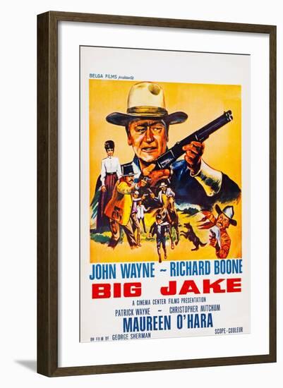 Big Jake, Top: John Wayne on French Poster Art, 1971-null-Framed Art Print