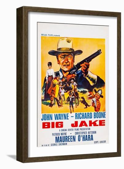 Big Jake, Top: John Wayne on French Poster Art, 1971-null-Framed Art Print