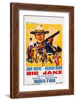 Big Jake, Top: John Wayne on French Poster Art, 1971-null-Framed Art Print