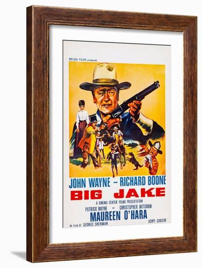 Big Jake, Top: John Wayne on French Poster Art, 1971-null-Framed Art Print