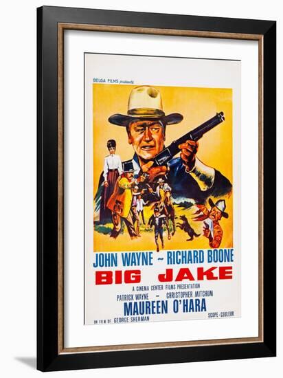 Big Jake, Top: John Wayne on French Poster Art, 1971-null-Framed Art Print