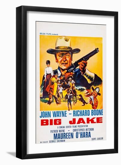 Big Jake, Top: John Wayne on French Poster Art, 1971-null-Framed Art Print