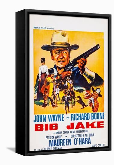 Big Jake, Top: John Wayne on French Poster Art, 1971-null-Framed Stretched Canvas