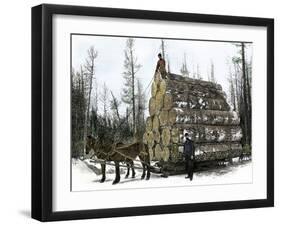 Big Load of Logs on a Skidder in Michigan, c.1880-null-Framed Giclee Print