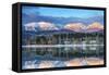 Big Mountain Reflects in Whitefish Lake, Whitefish, Montana, Usa-Chuck Haney-Framed Stretched Canvas