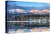 Big Mountain Reflects in Whitefish Lake, Whitefish, Montana, Usa-Chuck Haney-Stretched Canvas