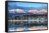 Big Mountain Reflects in Whitefish Lake, Whitefish, Montana, Usa-Chuck Haney-Framed Stretched Canvas