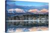 Big Mountain Reflects in Whitefish Lake, Whitefish, Montana, Usa-Chuck Haney-Stretched Canvas