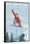 Big Mountain - Whitefish, Montana - Snowboarder Jumping-Lantern Press-Framed Stretched Canvas