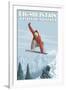 Big Mountain - Whitefish, Montana - Snowboarder Jumping-Lantern Press-Framed Art Print