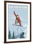 Big Mountain - Whitefish, Montana - Snowboarder Jumping-Lantern Press-Framed Art Print