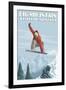 Big Mountain - Whitefish, Montana - Snowboarder Jumping-Lantern Press-Framed Art Print