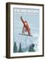 Big Mountain - Whitefish, Montana - Snowboarder Jumping-Lantern Press-Framed Art Print