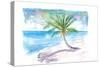 Big Palm For Dreaming Away On A White Caribbean Beach-M. Bleichner-Stretched Canvas