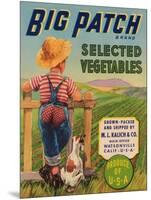 Big Patch Vegetable Label - Watsonville, CA-Lantern Press-Mounted Art Print