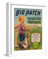 Big Patch Vegetable Label - Watsonville, CA-Lantern Press-Framed Art Print