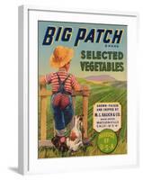 Big Patch Vegetable Label - Watsonville, CA-Lantern Press-Framed Art Print