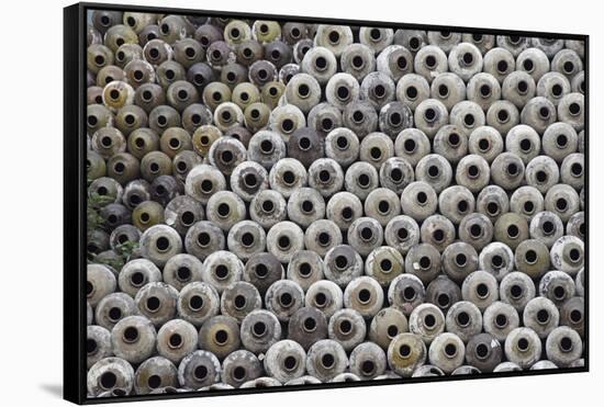 Big pile of wine jars in a winery, Zhejiang Province, China-Keren Su-Framed Stretched Canvas