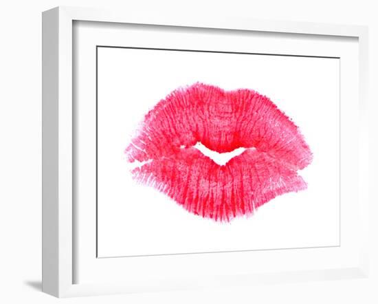 Big Pink Lipstick Kiss-null-Framed Art Print