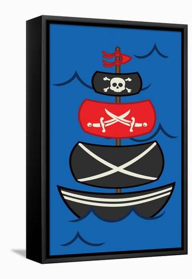 Big Pirate Ship-Jace Grey-Framed Stretched Canvas
