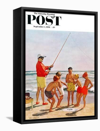 "Big Pole Little Fish" Saturday Evening Post Cover, September 1, 1956-Richard Sargent-Framed Stretched Canvas