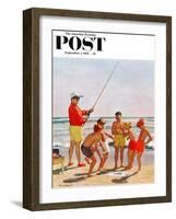 "Big Pole Little Fish" Saturday Evening Post Cover, September 1, 1956-Richard Sargent-Framed Giclee Print