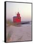 Big Red Holland Lighthouse, Holland, Ottowa County, Michigan, USA-Brent Bergherm-Framed Stretched Canvas