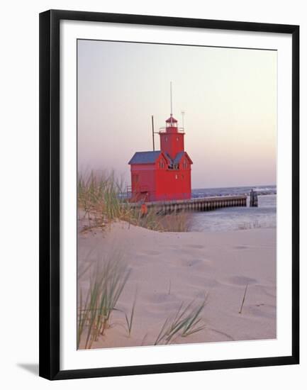 Big Red Holland Lighthouse, Holland, Ottowa County, Michigan, USA-Brent Bergherm-Framed Premium Photographic Print