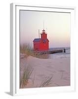 Big Red Holland Lighthouse, Holland, Ottowa County, Michigan, USA-Brent Bergherm-Framed Premium Photographic Print