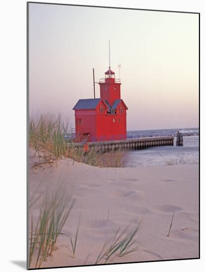 Big Red Holland Lighthouse, Holland, Ottowa County, Michigan, USA-Brent Bergherm-Mounted Premium Photographic Print