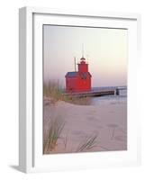 Big Red Holland Lighthouse, Holland, Ottowa County, Michigan, USA-Brent Bergherm-Framed Photographic Print