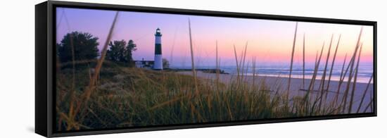 Big Sable Point Lighthouse at dusk, Ludington, Mason County, Michigan, USA-null-Framed Stretched Canvas