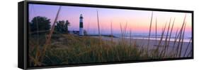 Big Sable Point Lighthouse at dusk, Ludington, Mason County, Michigan, USA-null-Framed Stretched Canvas