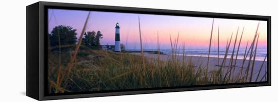 Big Sable Point Lighthouse at dusk, Ludington, Mason County, Michigan, USA-null-Framed Stretched Canvas